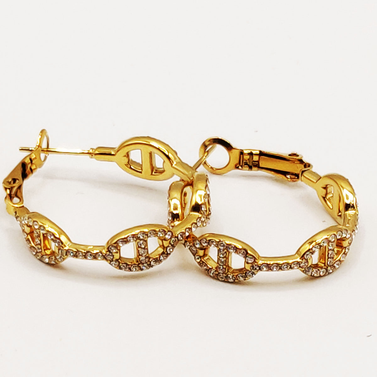 Boucles d'oreilles Multi H Luxe Cristaux et Cristaux Ronds