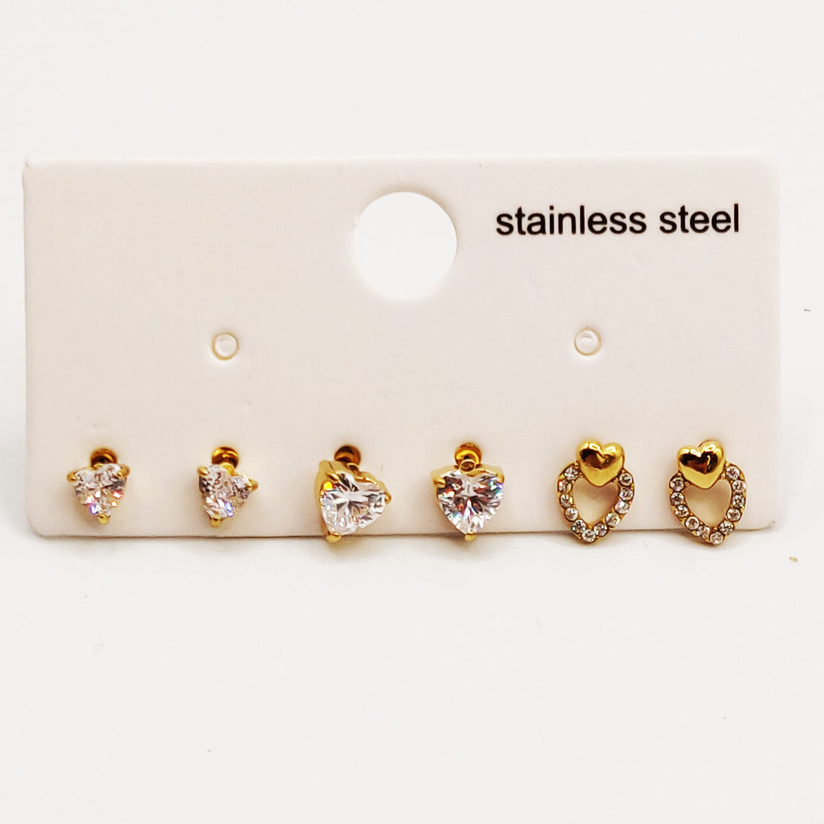 Boucles d'oreilles Trio Coeurs Cristaux Luxe
