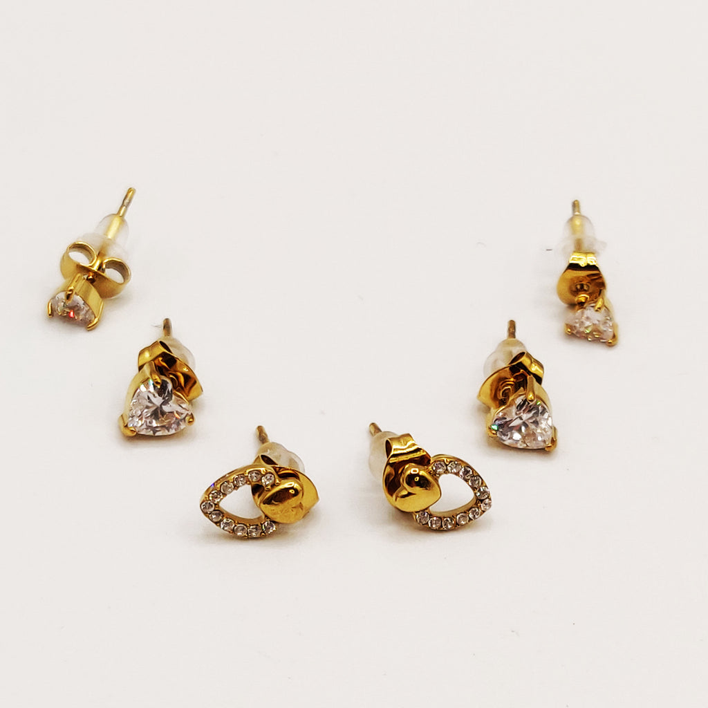 Boucles d'oreilles Trio Coeurs Cristaux Luxe