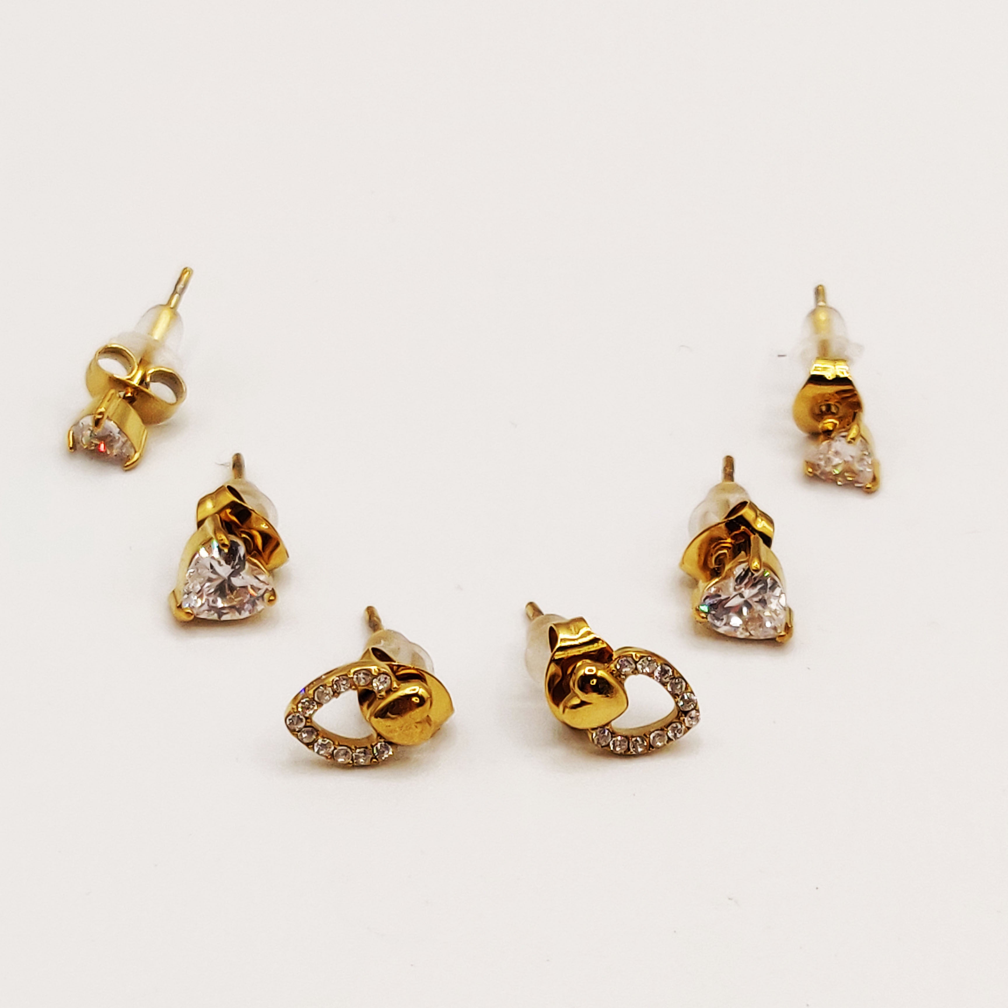 Boucles d'oreilles Trio Coeurs Cristaux Luxe