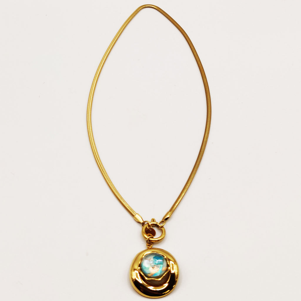 Collier Pierre Ovale Nature Bleue