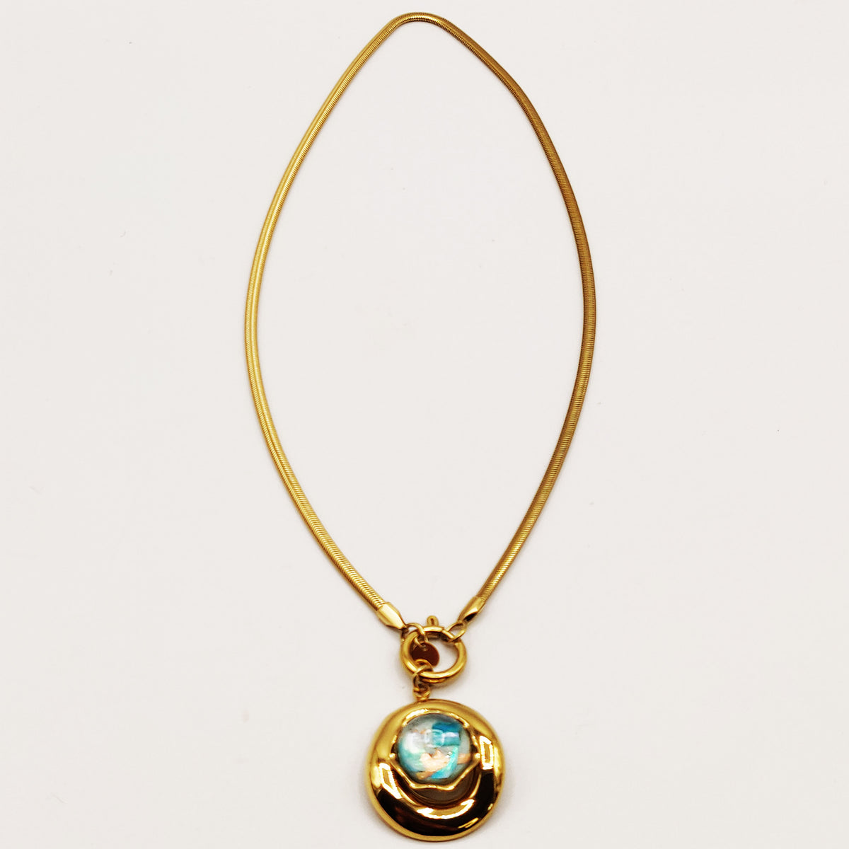 Collier Pierre Ovale Nature Bleue