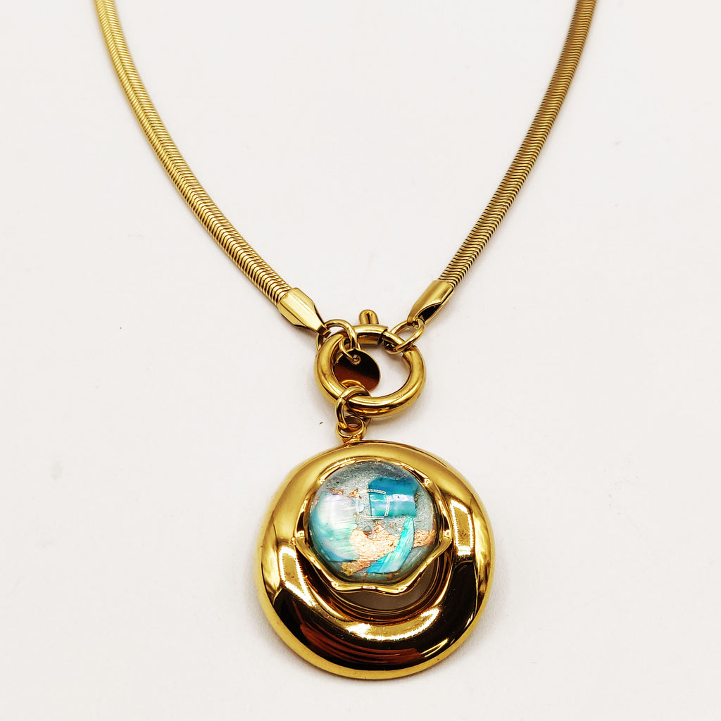 Collier Pierre Ovale Nature Bleue