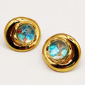 Boucles d'oreilles Pierre Ovale Nature Bleue