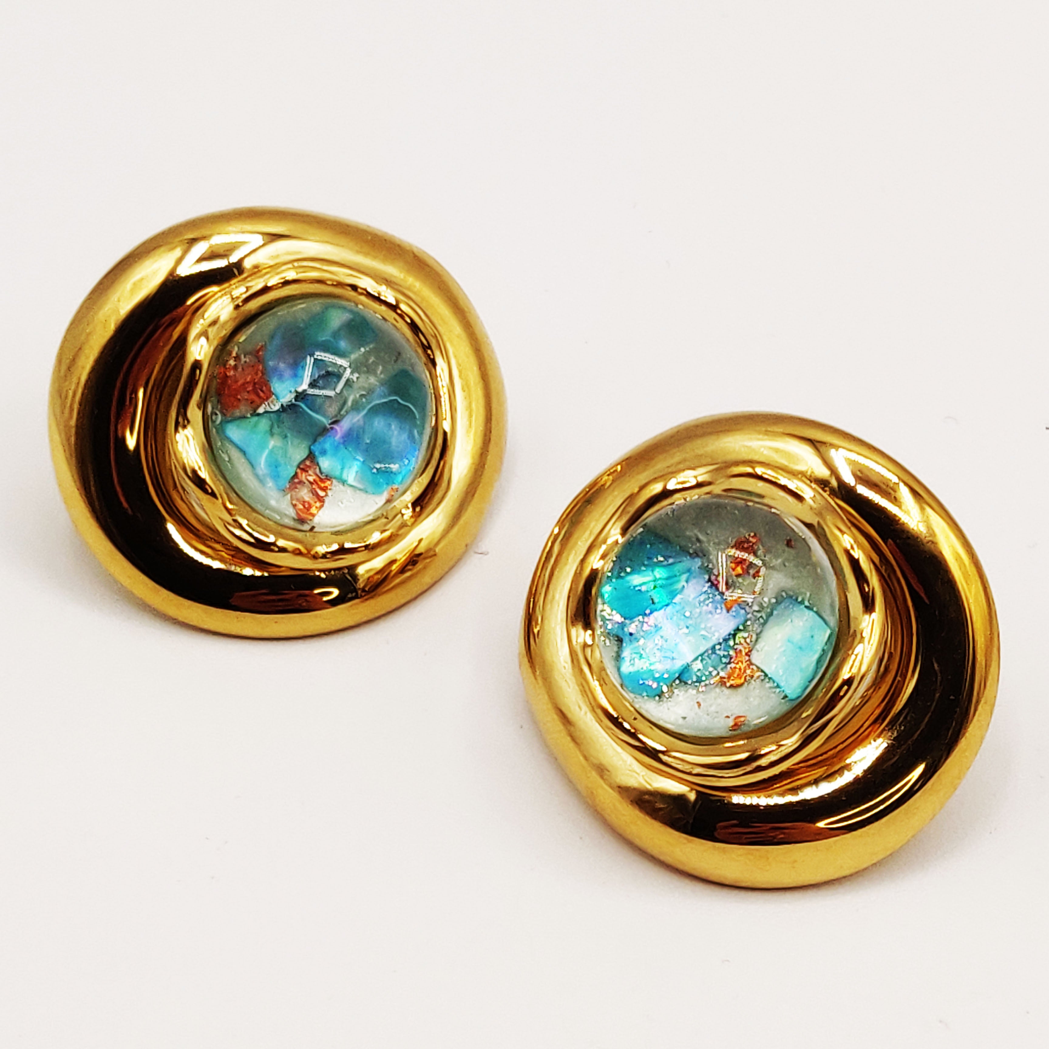 Boucles d'oreilles Pierre Ovale Nature Bleue
