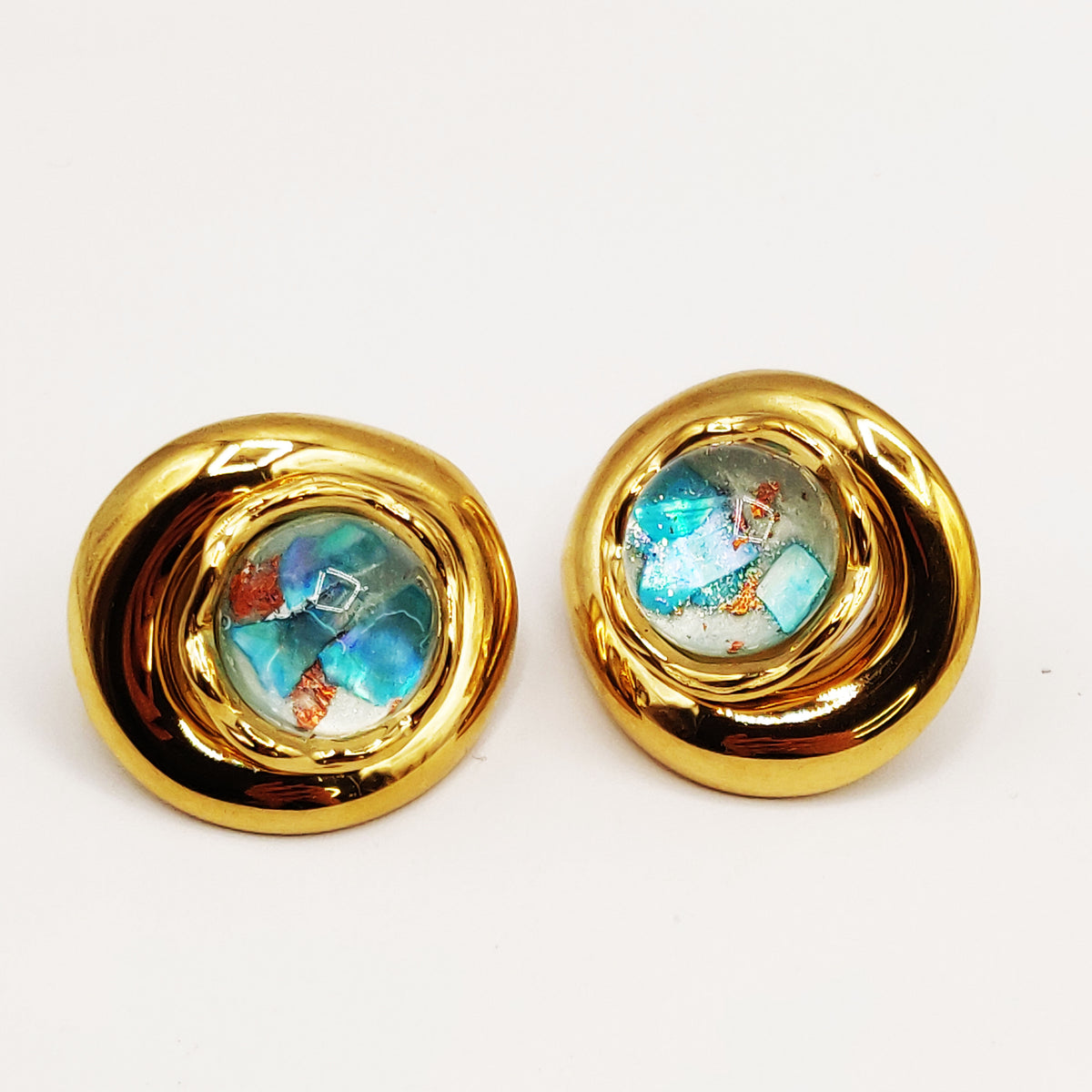 Boucles d'oreilles Pierre Ovale Nature Bleue