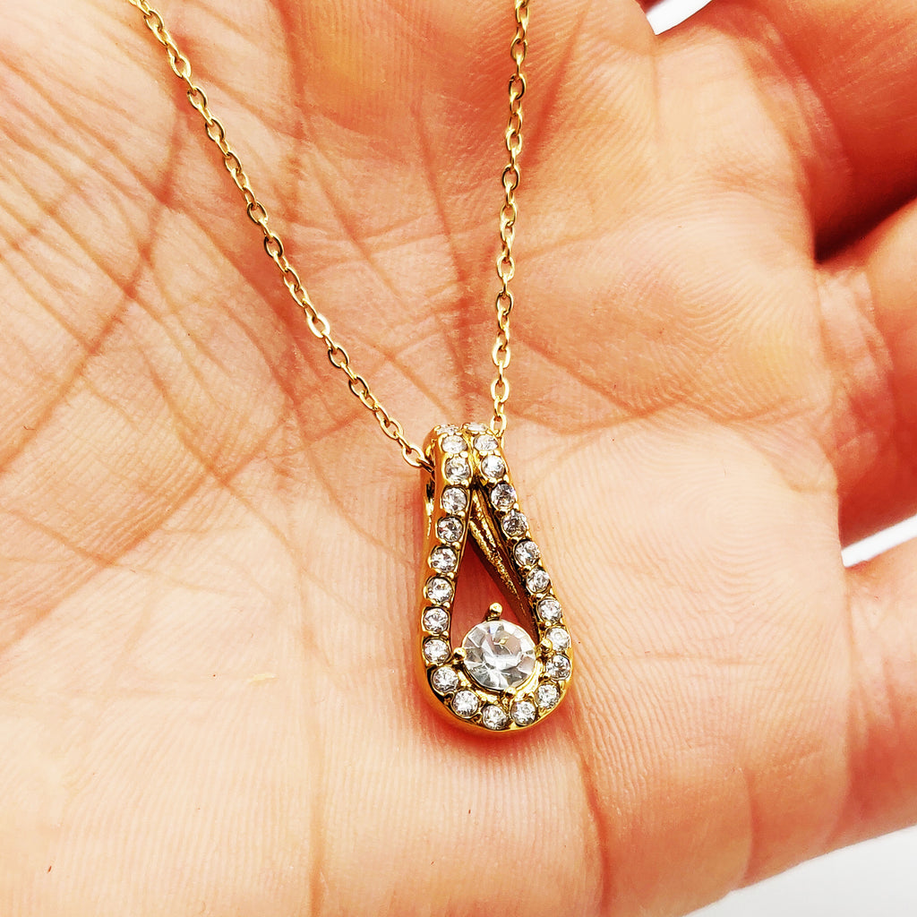Collier Goutte Tour Cristaux et Cristal Rond