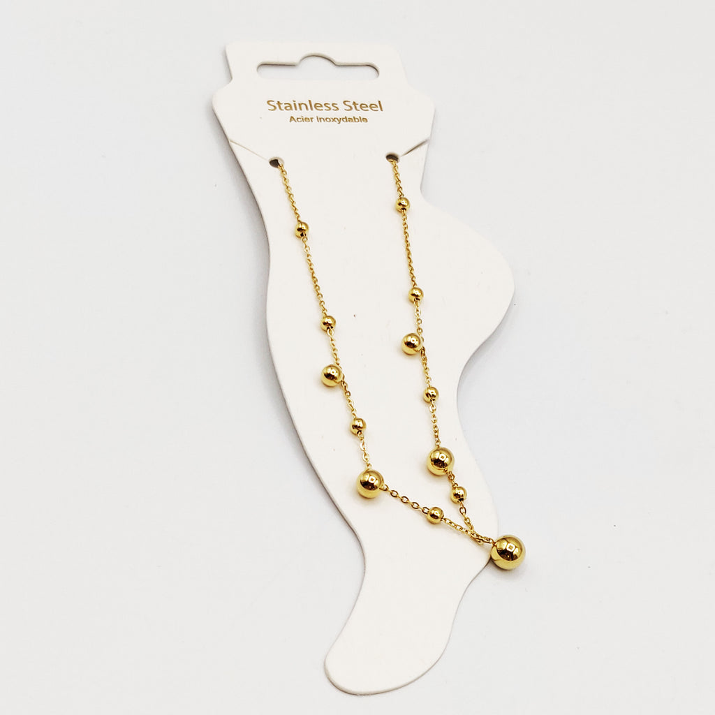 Chaîne de Cheville Perles d'imitation Dorées Multi Tailles