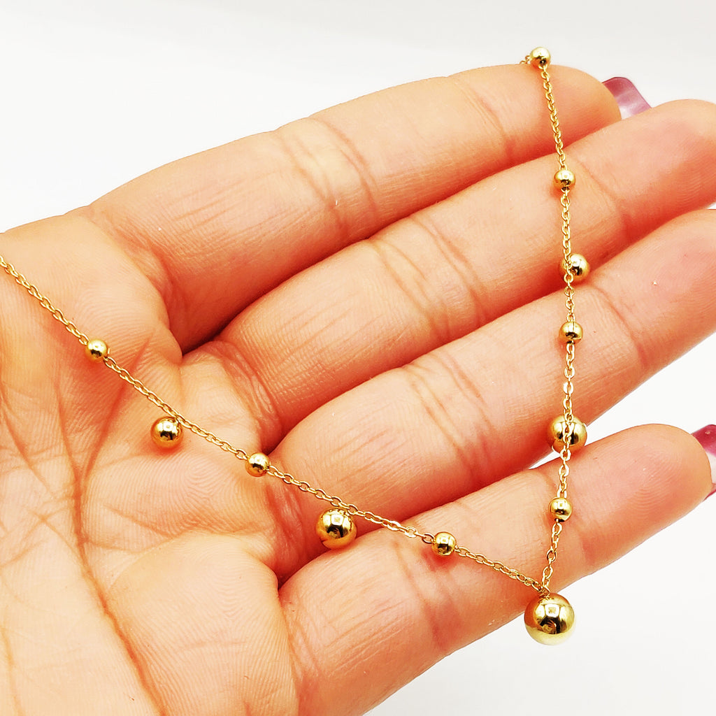 Chaîne de Cheville Perles d'imitation Dorées Multi Tailles