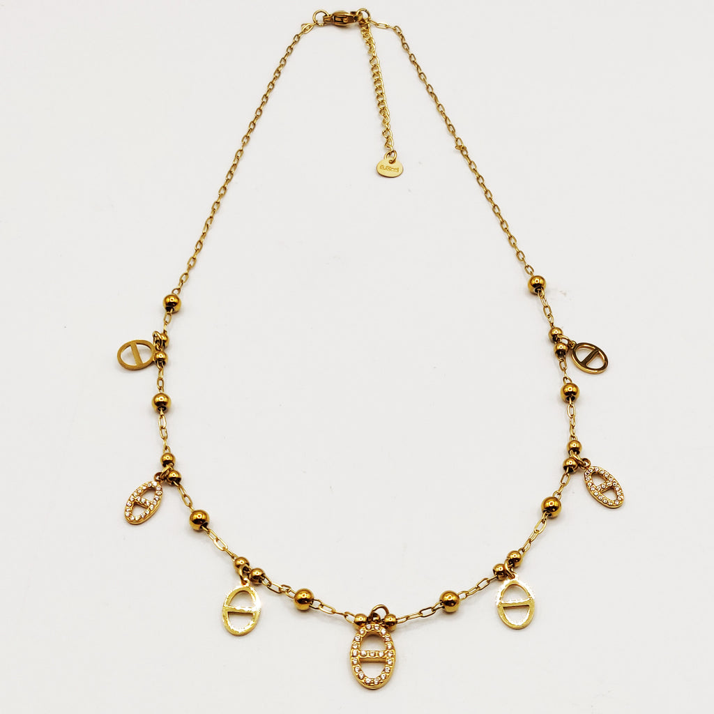 Collier Multi H Luxe et Perles d'imitation Dorées