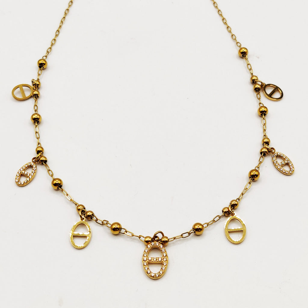 Collier Multi H Luxe et Perles d'imitation Dorées