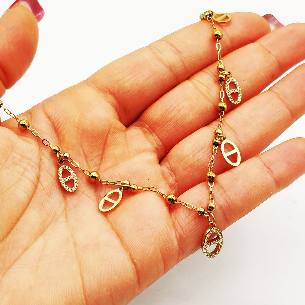 Collier Multi H Luxe et Perles d'imitation Dorées