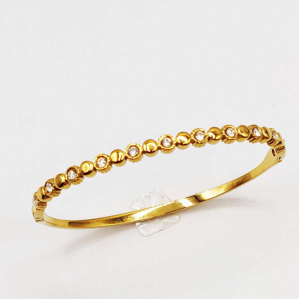 Bracelet Rigide Multi Ronds Dorés et Cristaux Luxe