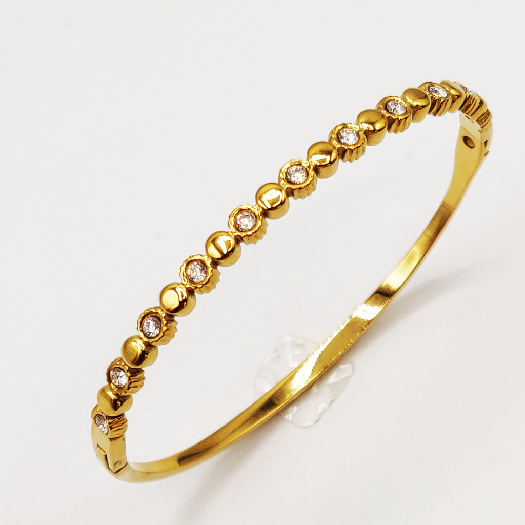 Bracelet Rigide Multi Ronds Dorés et Cristaux Luxe