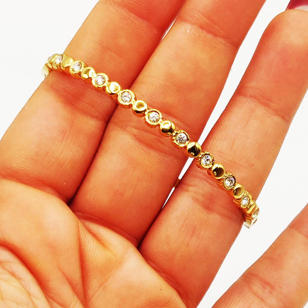 Bracelet Rigide Multi Ronds Dorés et Cristaux Luxe