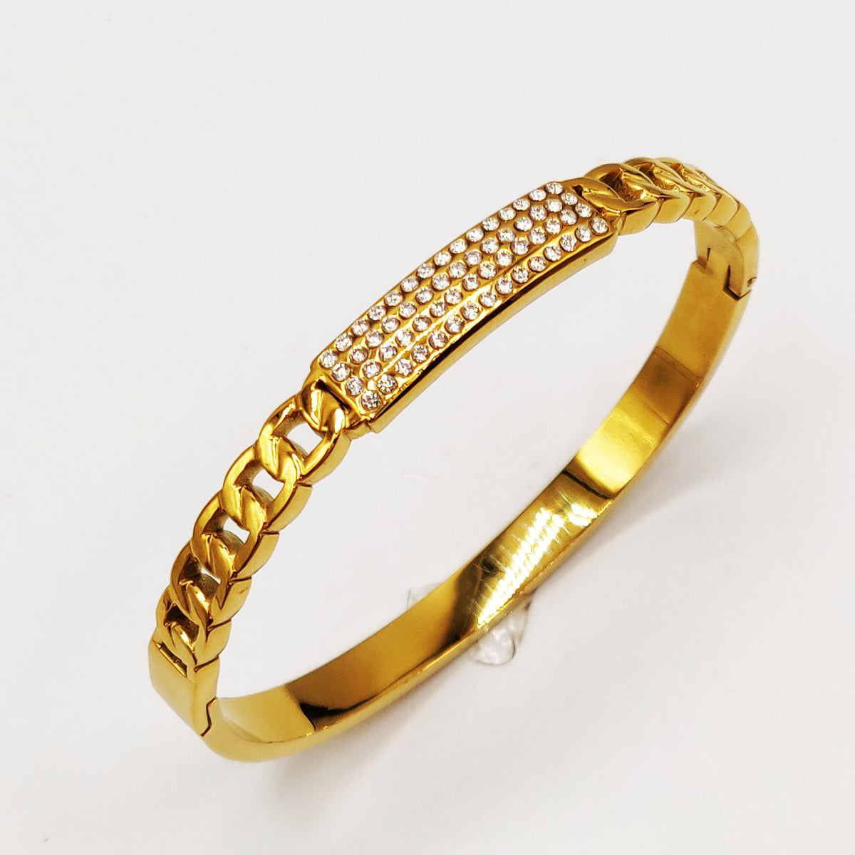 Bracelet Rigide Tresse Barre Cristaux Luxe