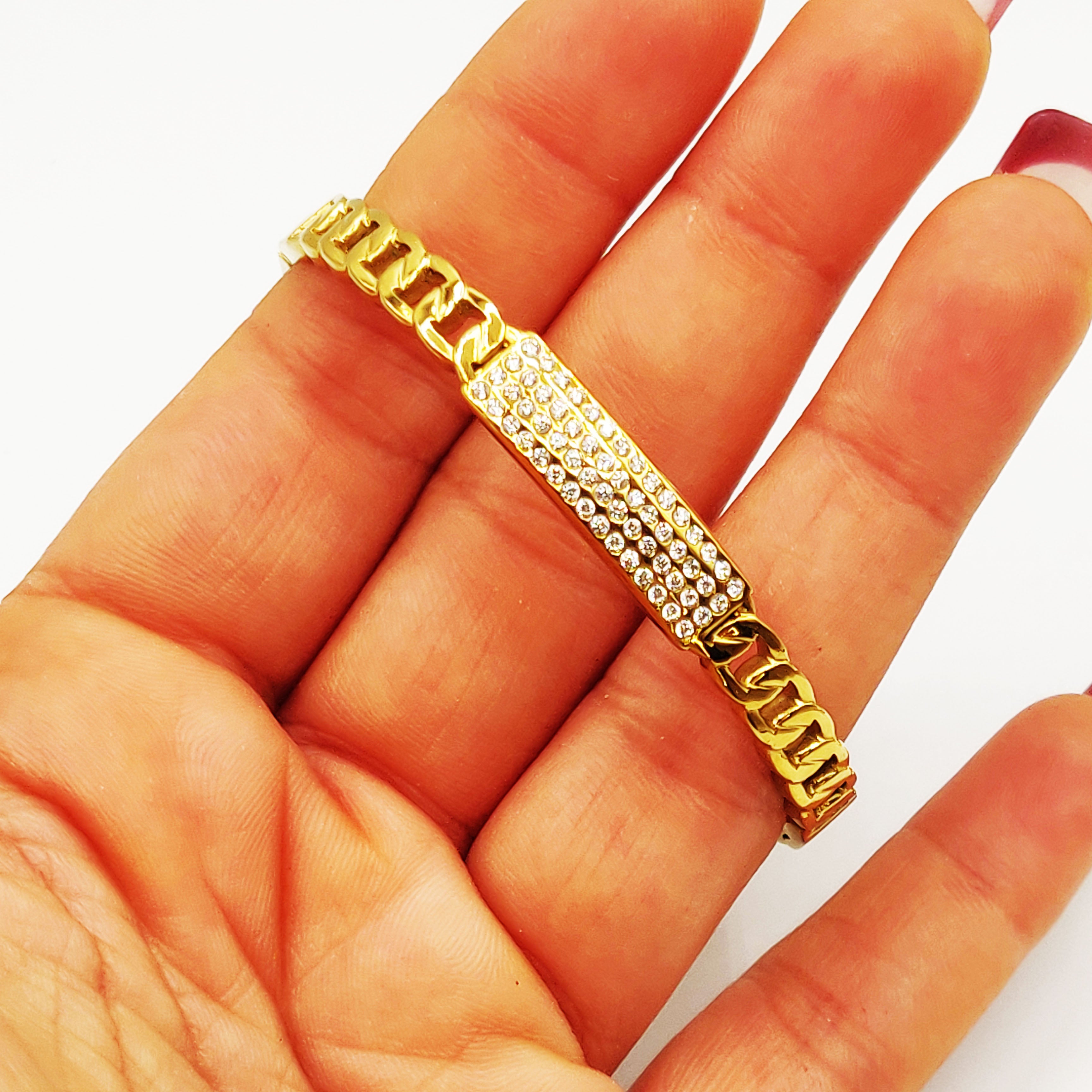 Bracelet Rigide Tresse Barre Cristaux Luxe
