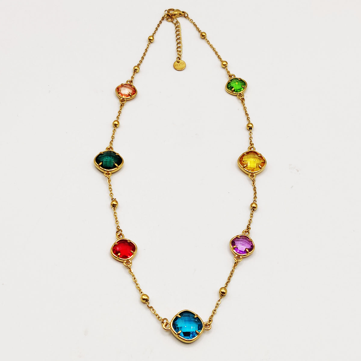 Collier Multi Cristaux Losanges Multicolores Luxe