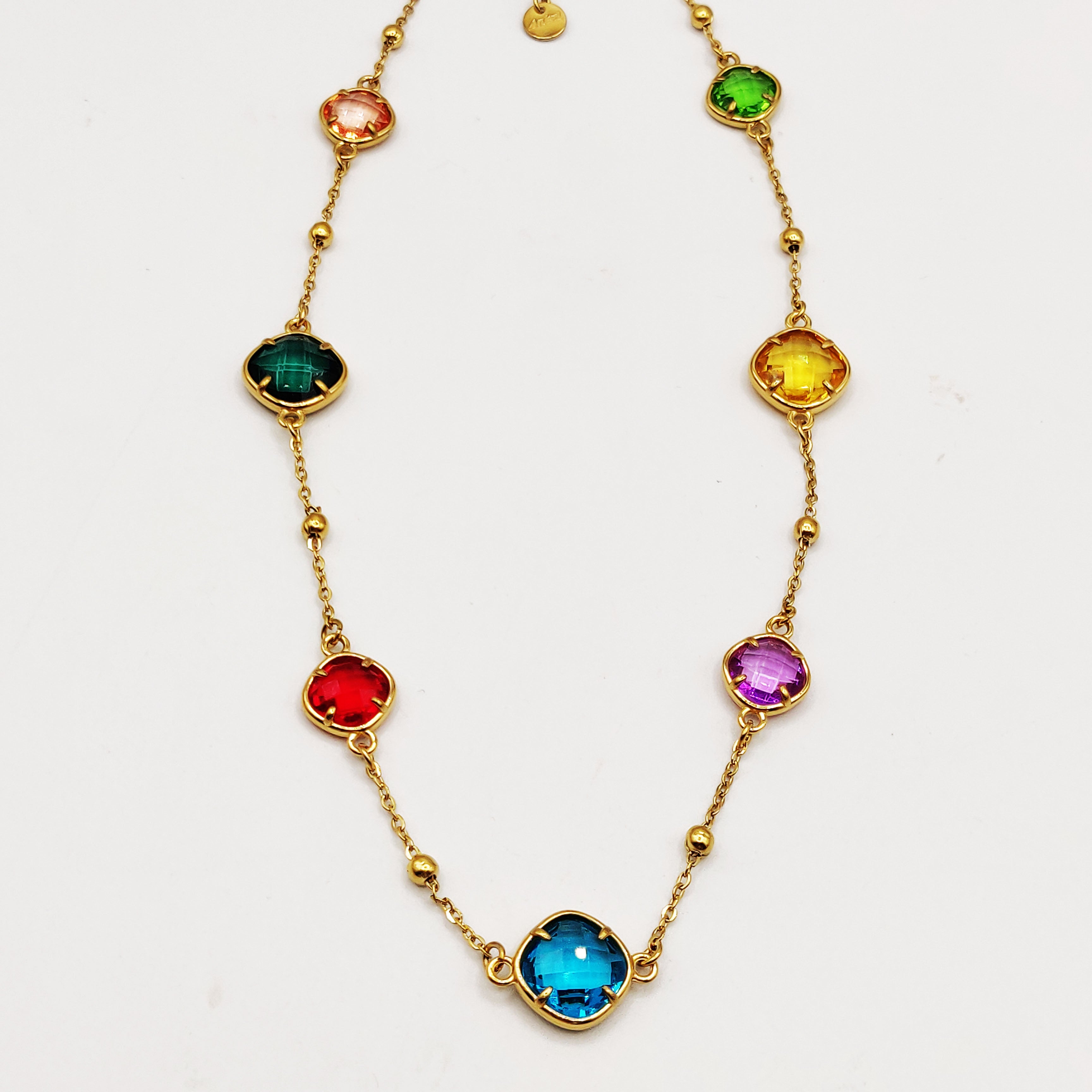 Collier Multi Cristaux Losanges Multicolores Luxe