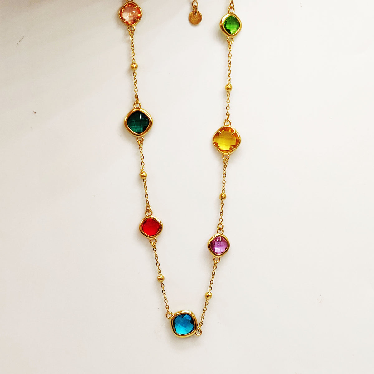 Collier Multi Cristaux Losanges Multicolores Luxe