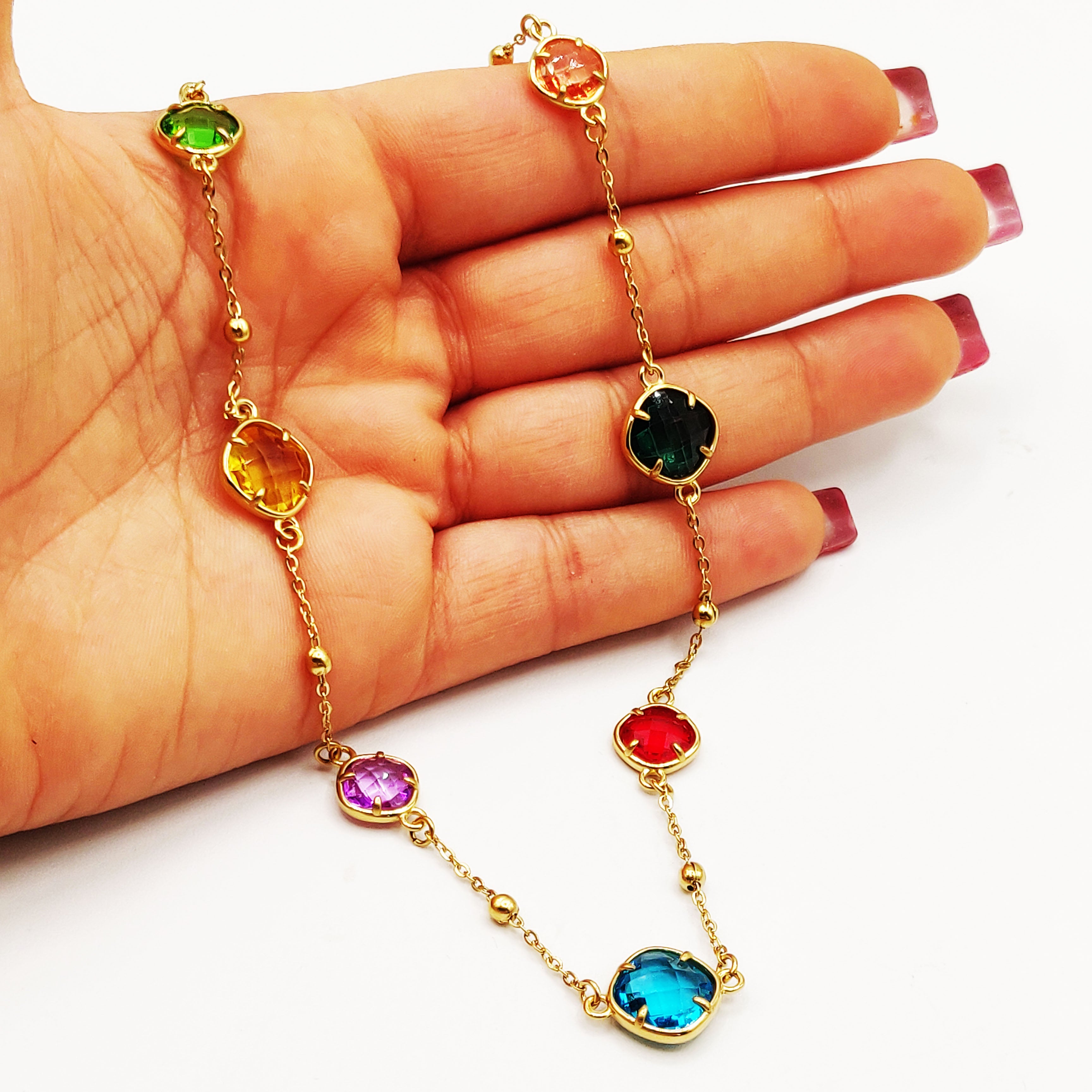 Collier Multi Cristaux Losanges Multicolores Luxe
