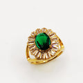 Bague Cristal Ovale Vert Tour Cristaux Luxe
