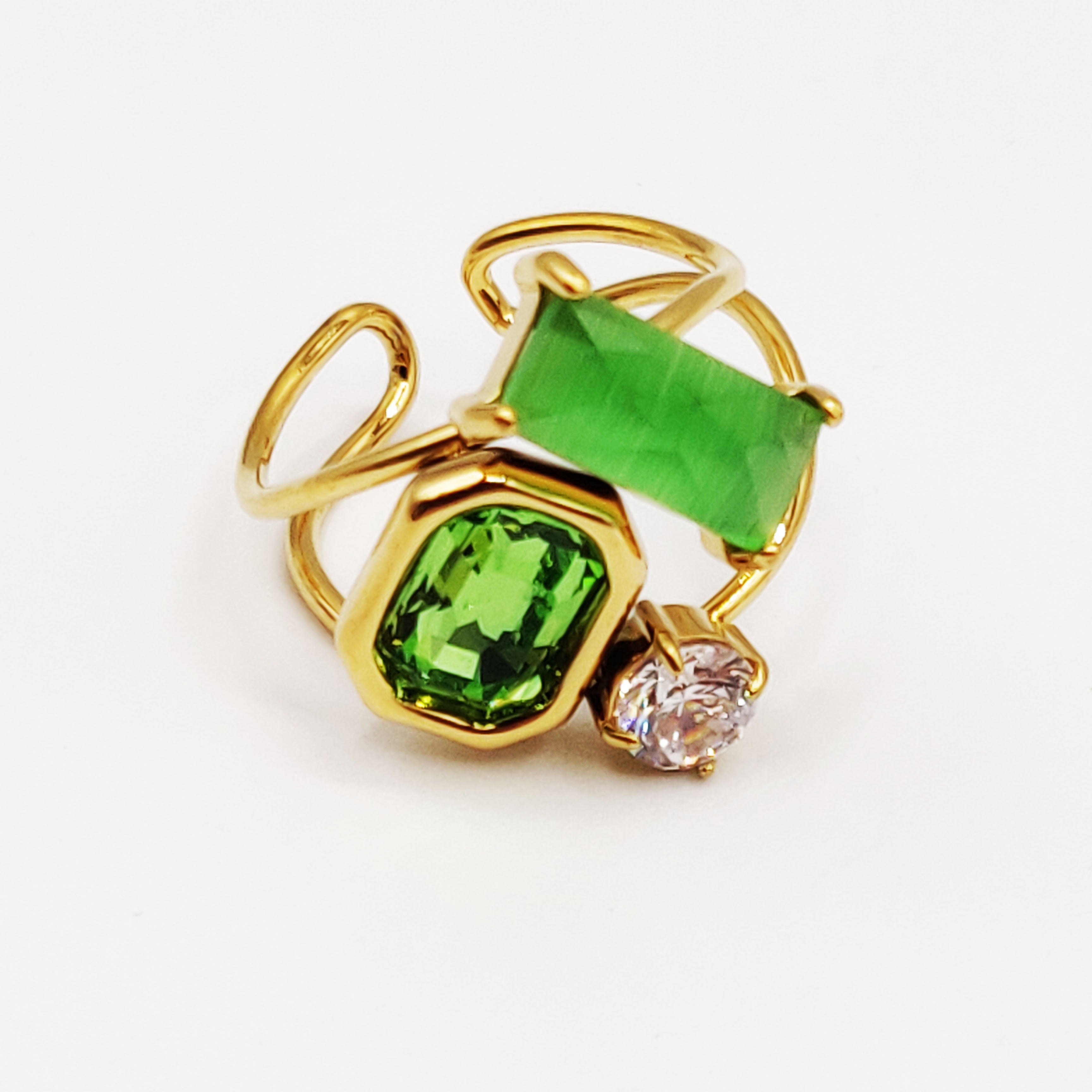 Bague Pierre Verte Cristal Rectangle