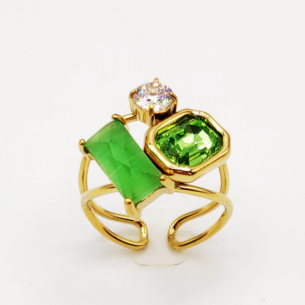 Bague Pierre Verte Cristal Rectangle