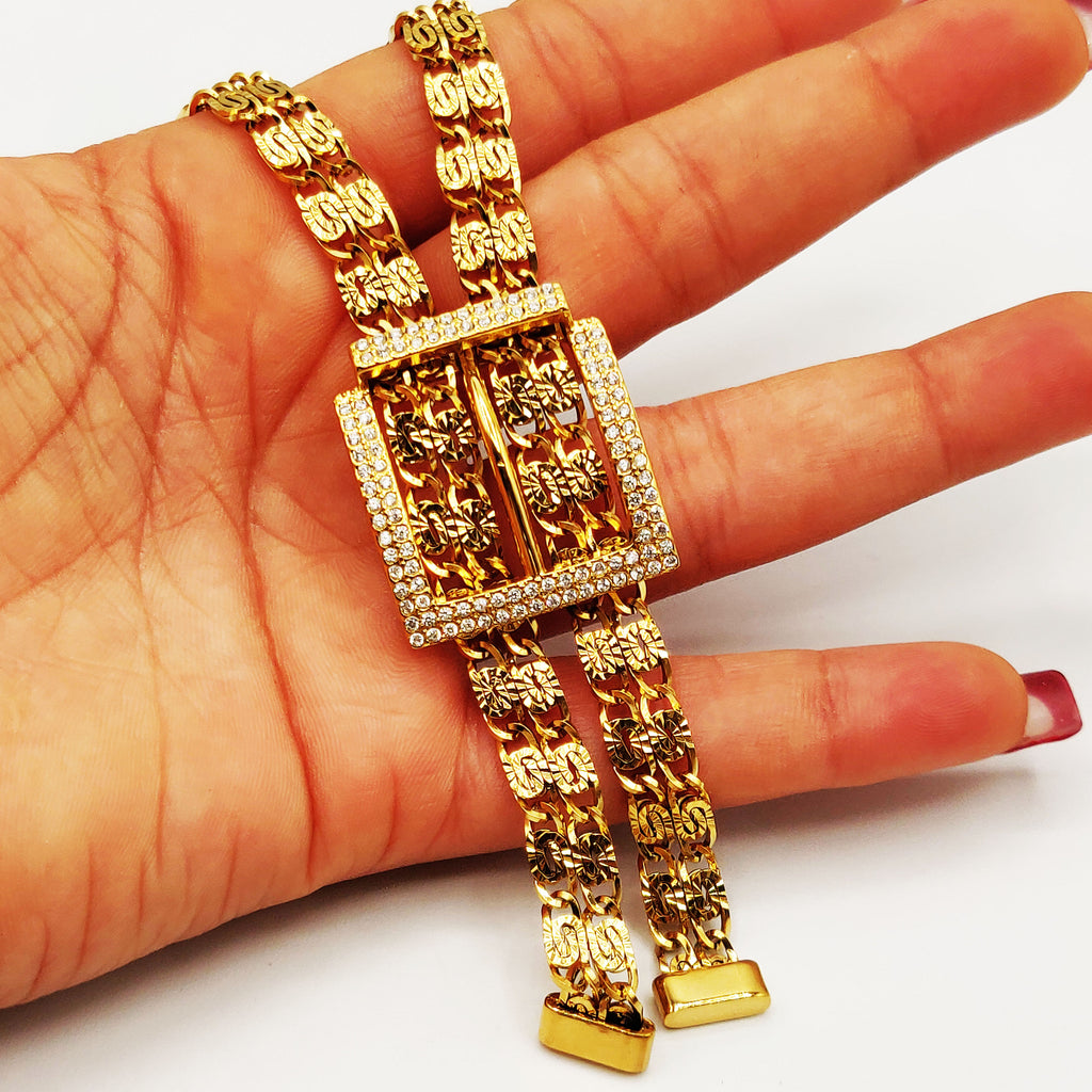 Collier Maille Royale Carré Cristaux Luxe