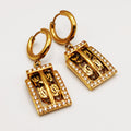 Boucles d'oreilles Maille Royale Carré Cristaux Luxe