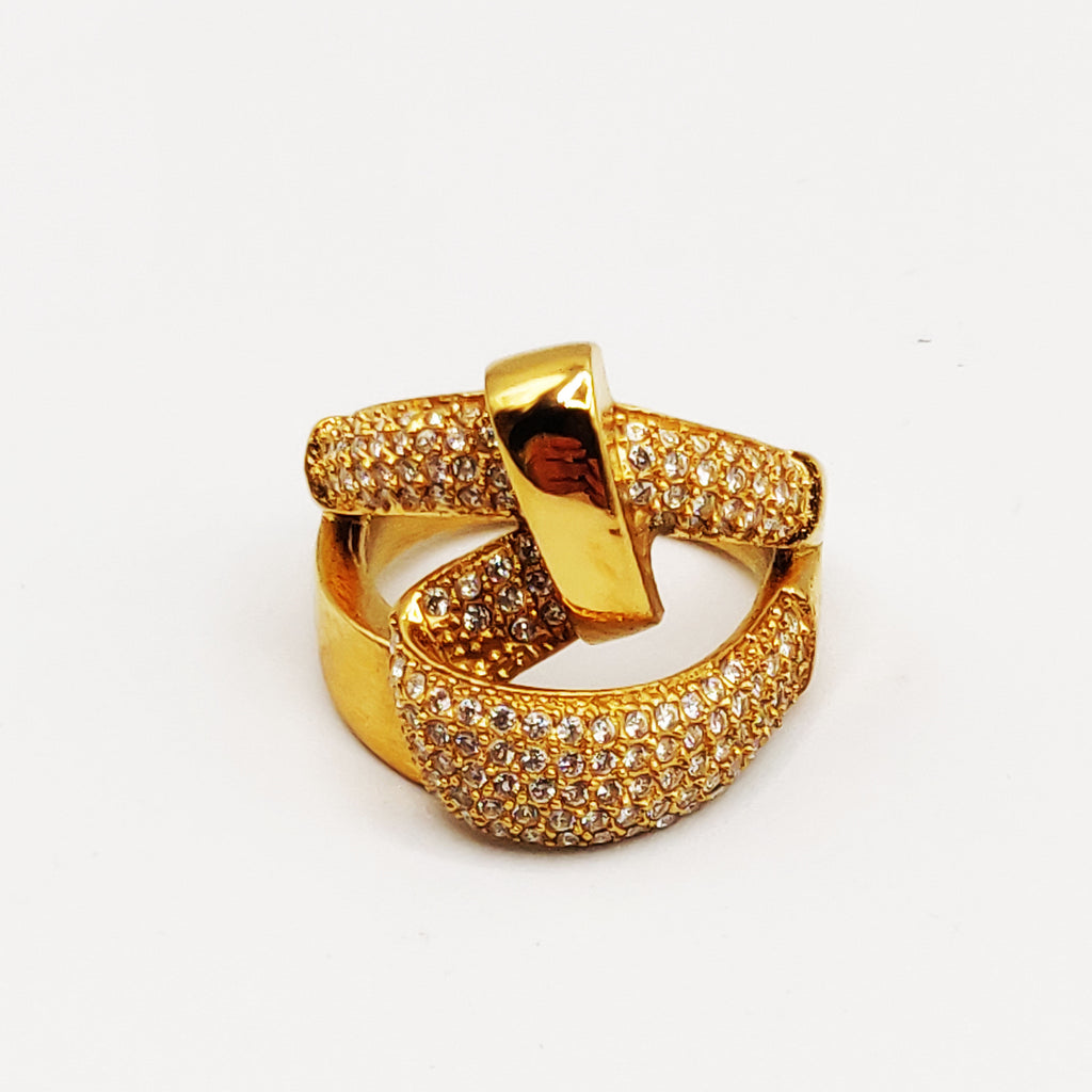 Bague Boucle Rigide Cristaux Luxe