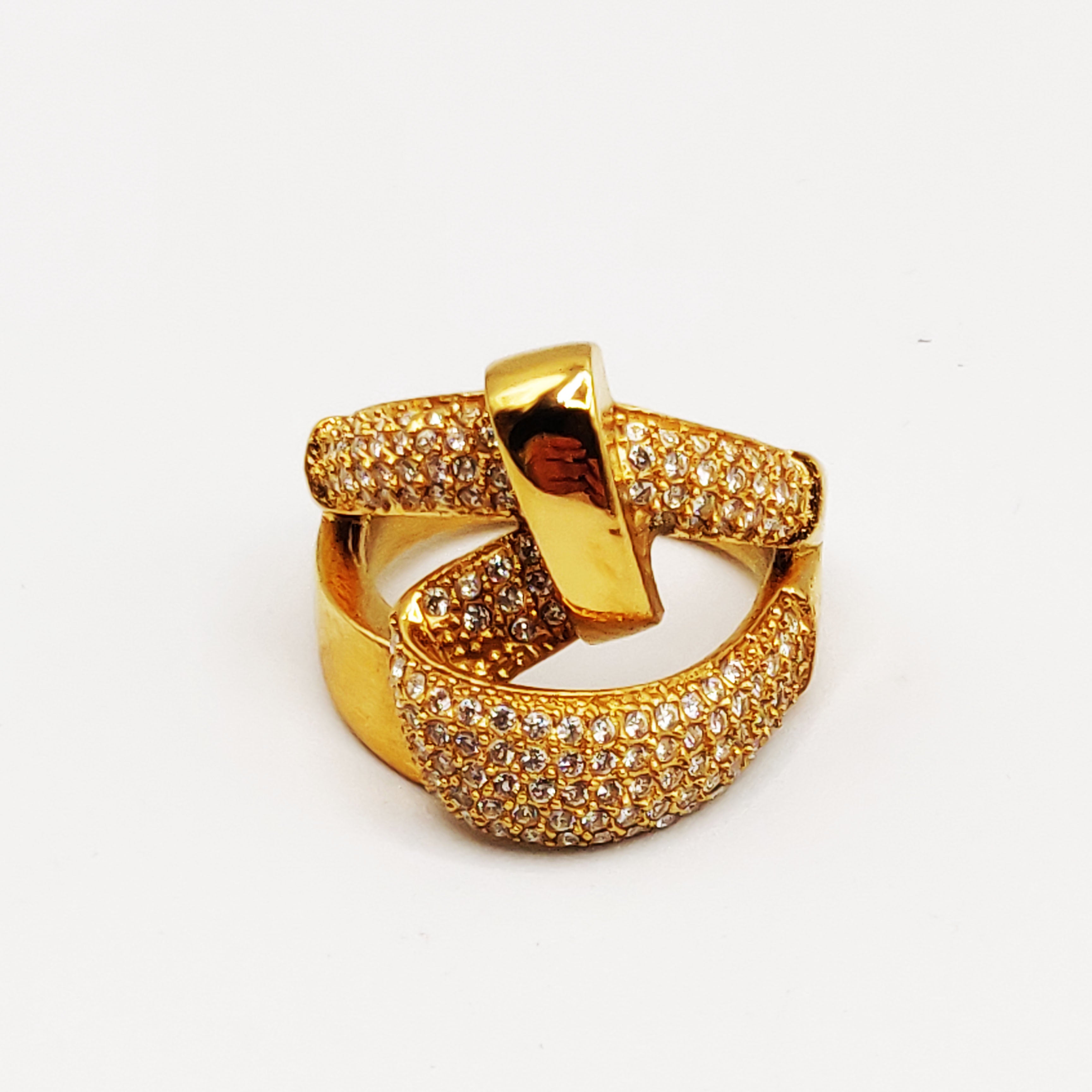 Bague Boucle Rigide Cristaux Luxe