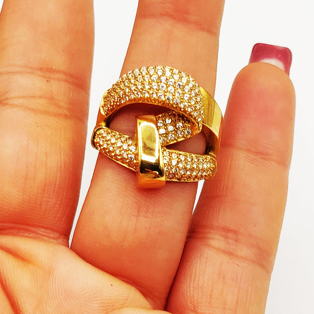 Bague Boucle Rigide Cristaux Luxe