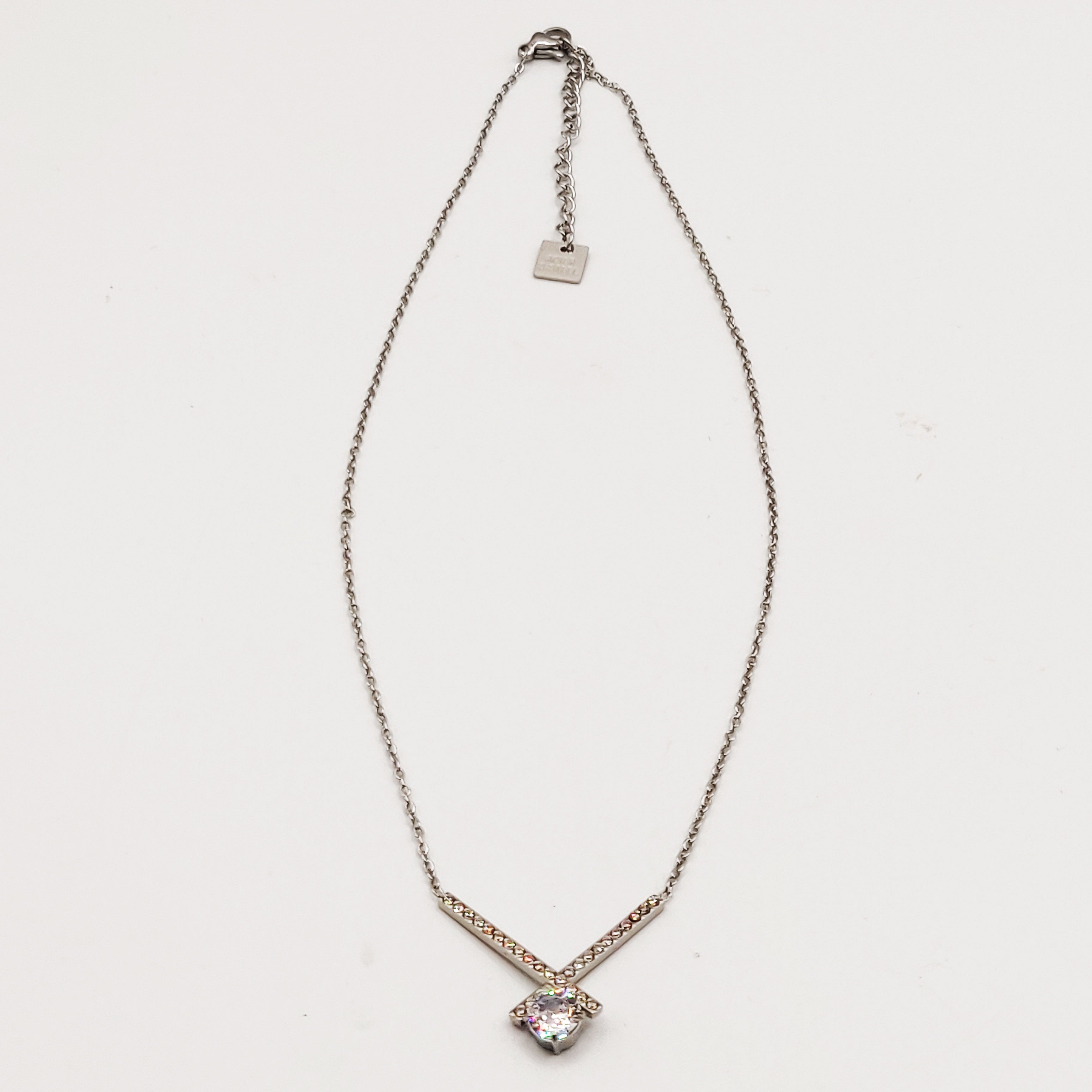 Collier X Cristaux et Gros Cristal Luxe Argenté