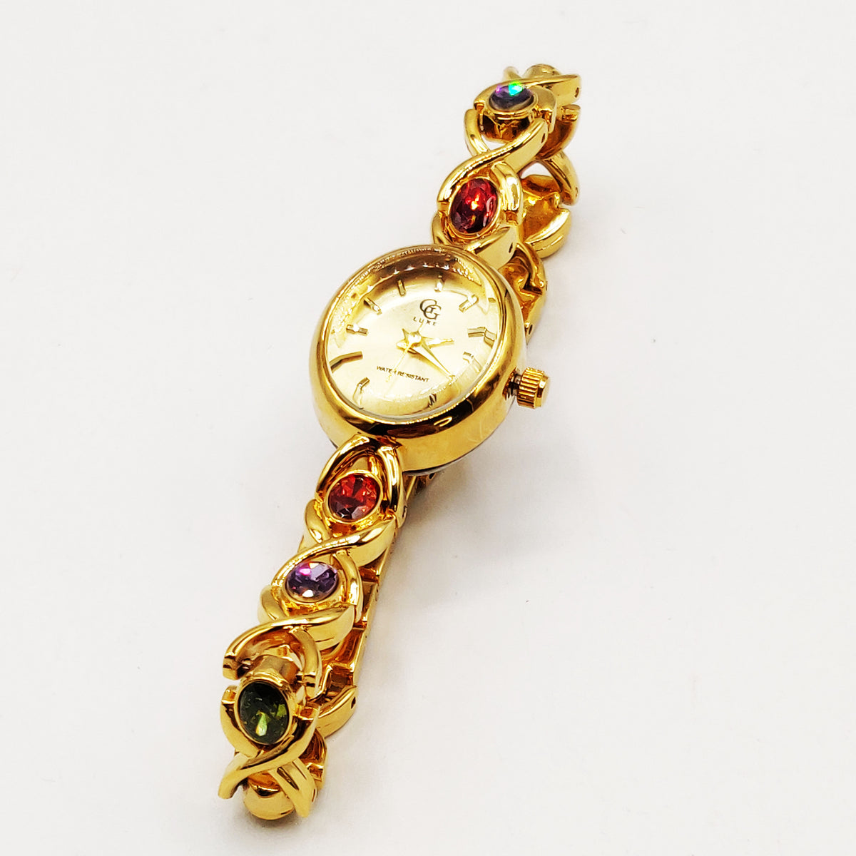 Montre GG Luxe FB1726 Fond Doré Pierres Multicolores
