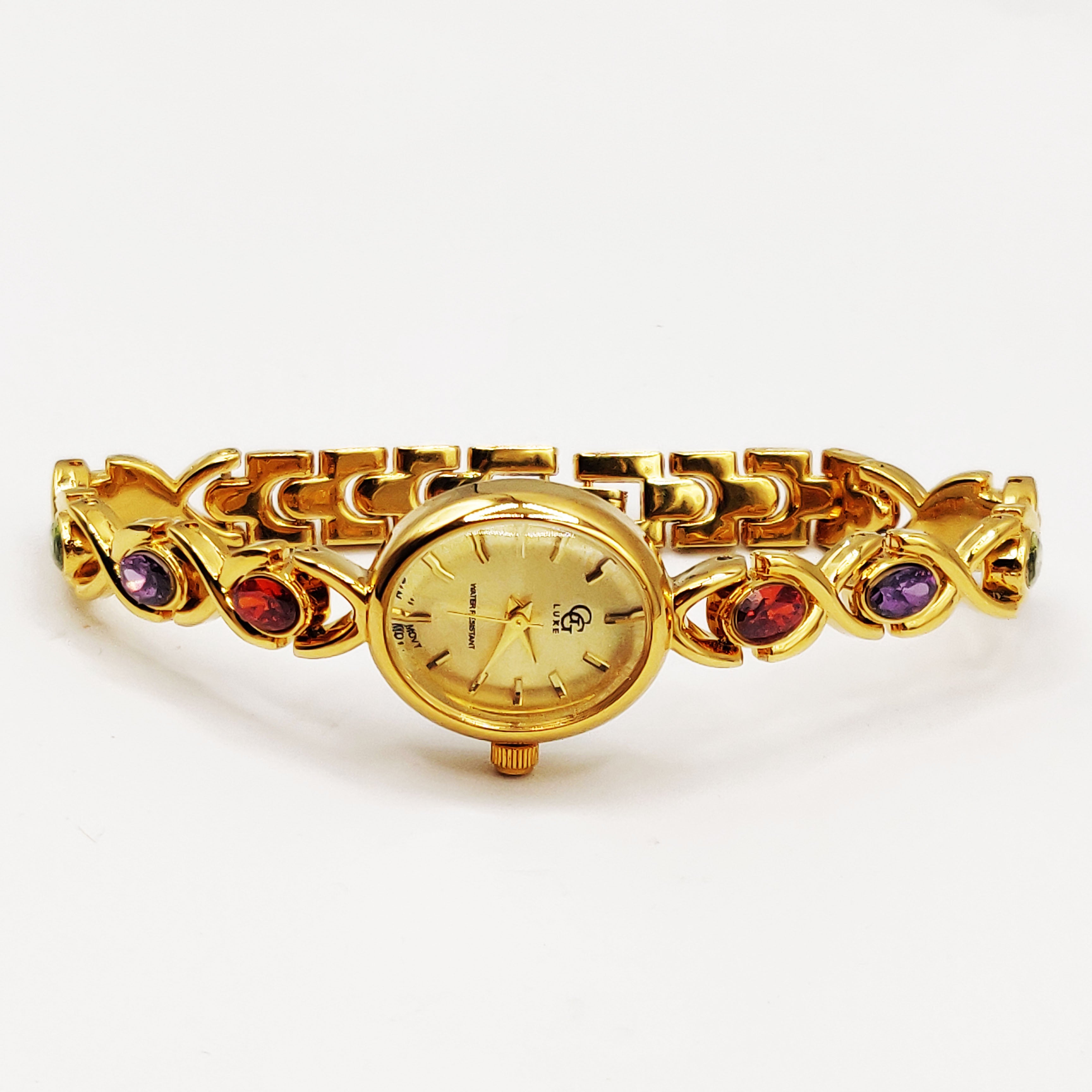 Montre GG Luxe FB1726 Fond Doré Pierres Multicolores