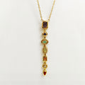 Collier Multi Cristaux Multi Formes Multicolores Descendant Luxe
