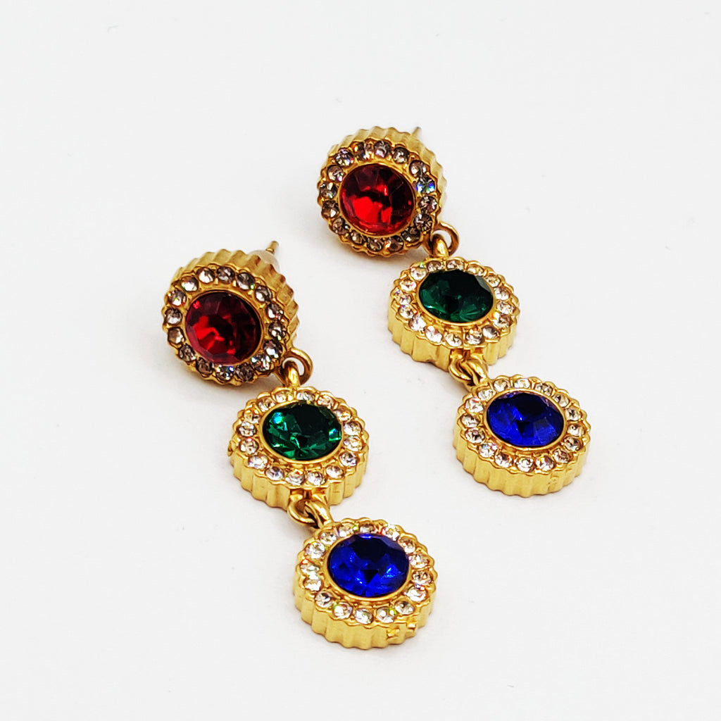 Boucles d'oreilles Multi Soleils Cristaux Multicolores Luxe