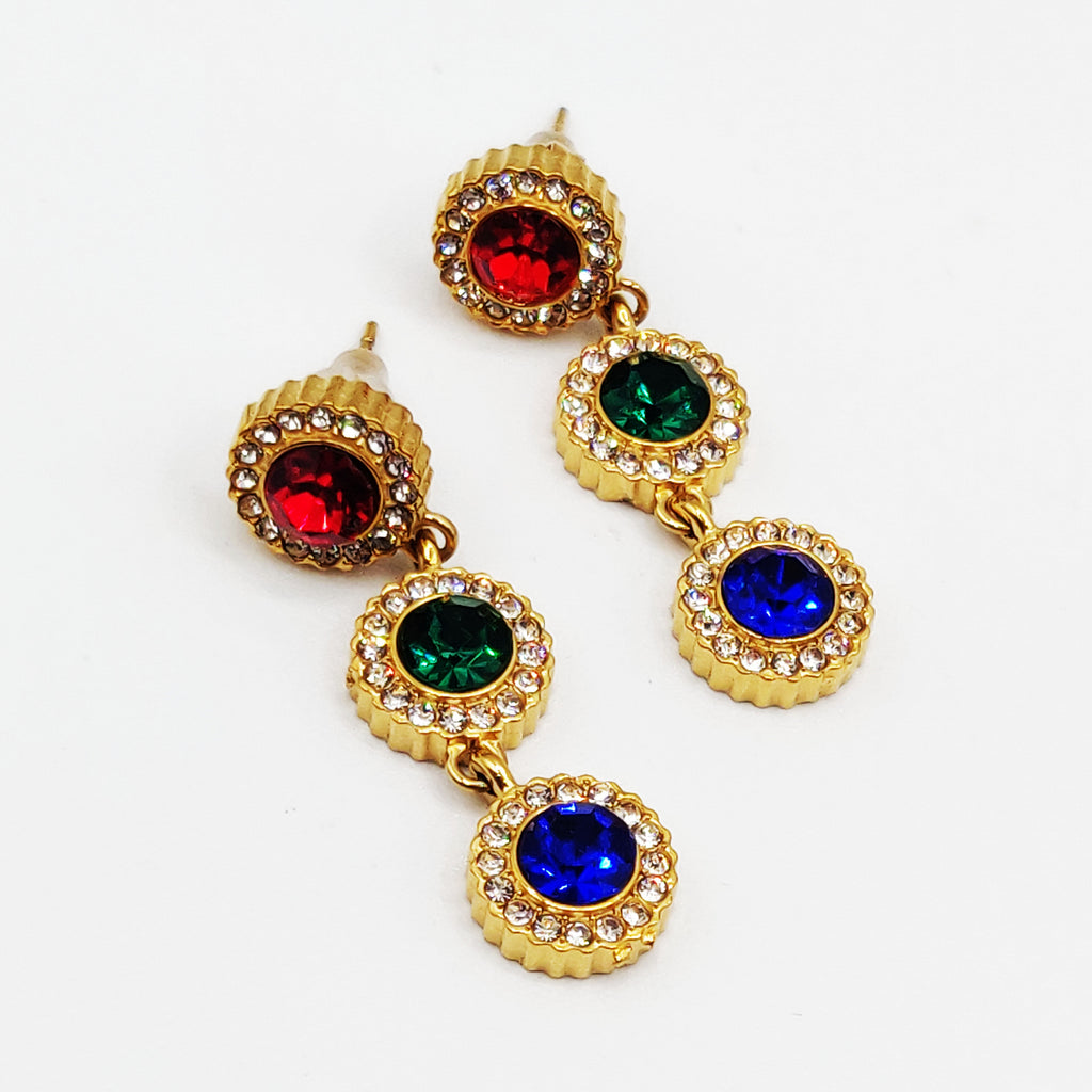 Boucles d'oreilles Multi Soleils Cristaux Multicolores Luxe