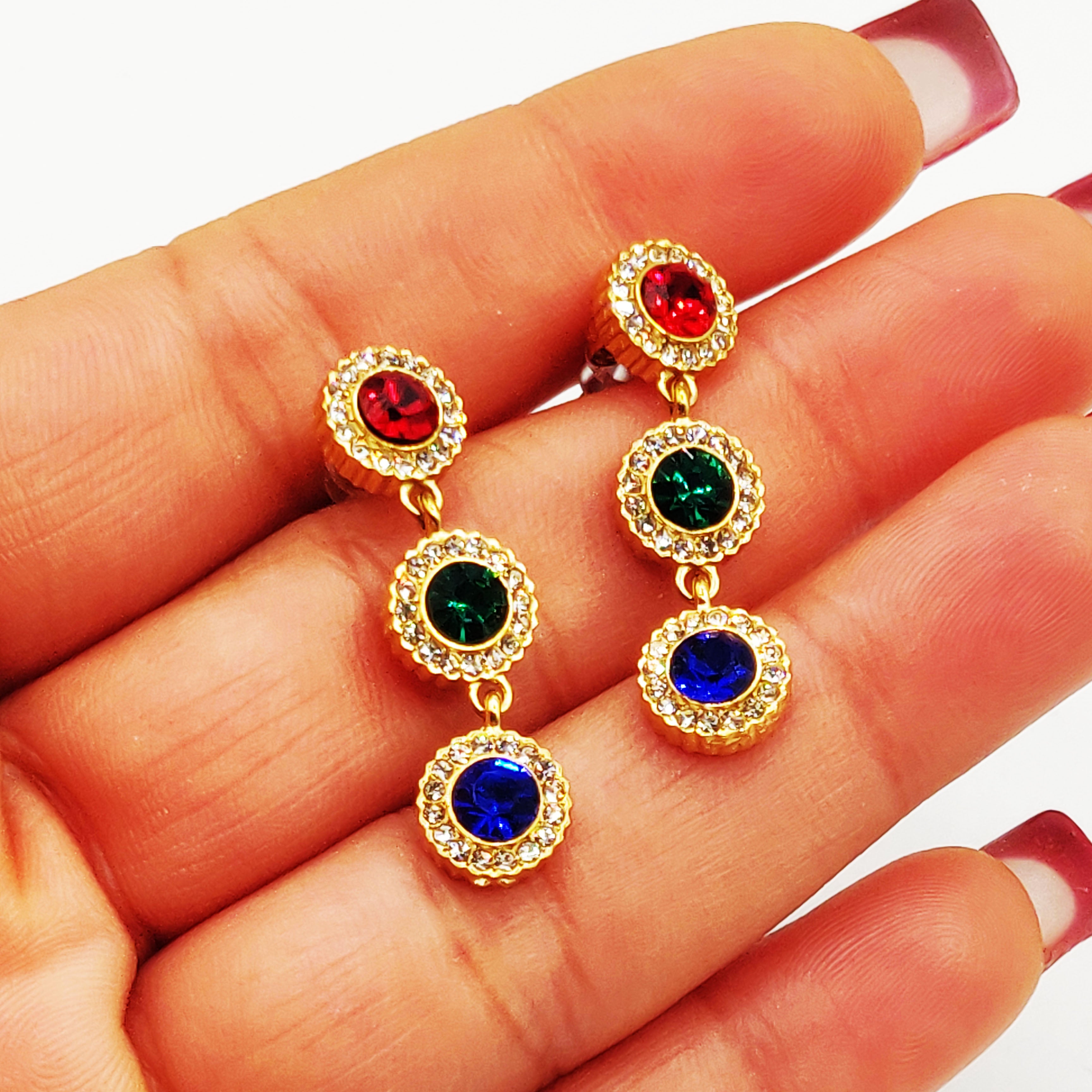 Boucles d'oreilles Multi Soleils Cristaux Multicolores Luxe