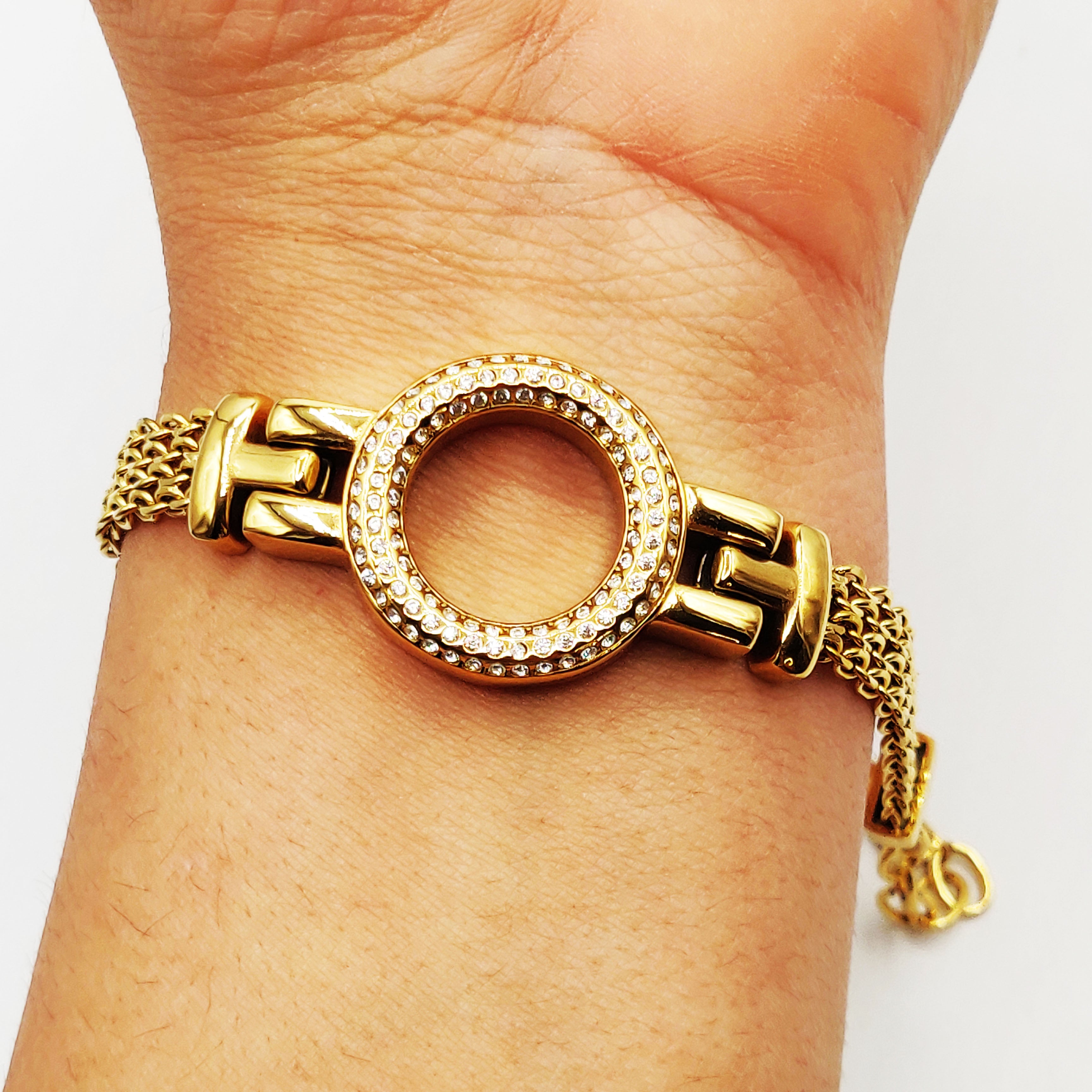 Bracelet Multi Chaîne Cercle Cristaux Luxe