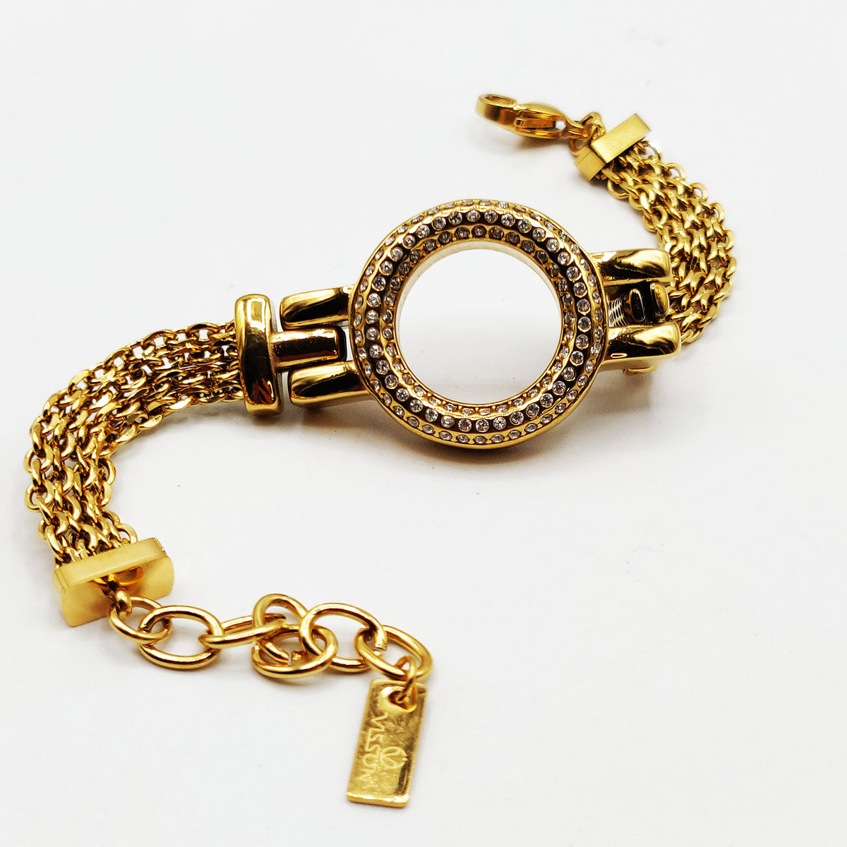 Bracelet Multi Chaîne Cercle Cristaux Luxe