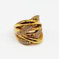 Bague Multi Vagues Croisées Cristaux Luxe