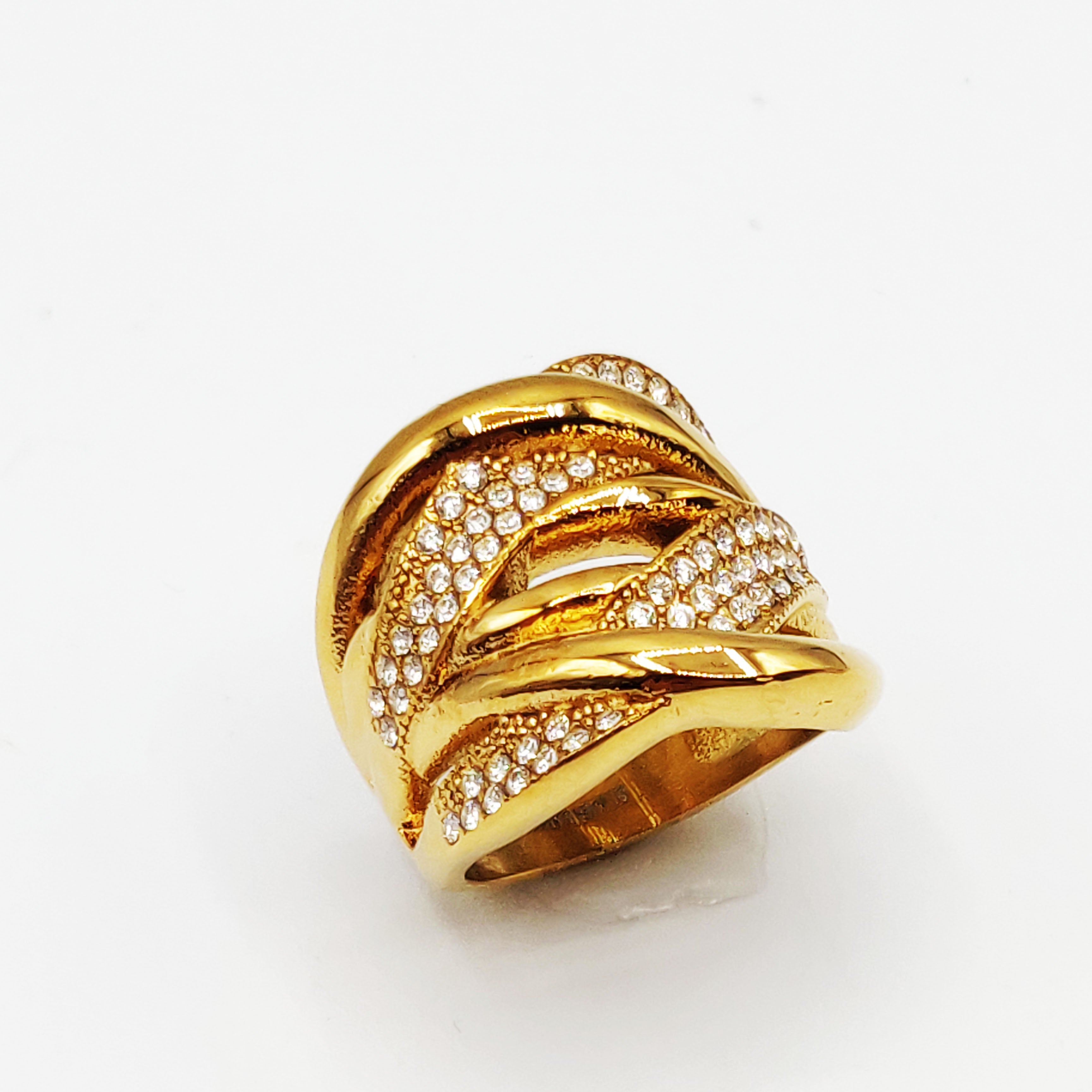 Bague Multi Vagues Croisées Cristaux Luxe