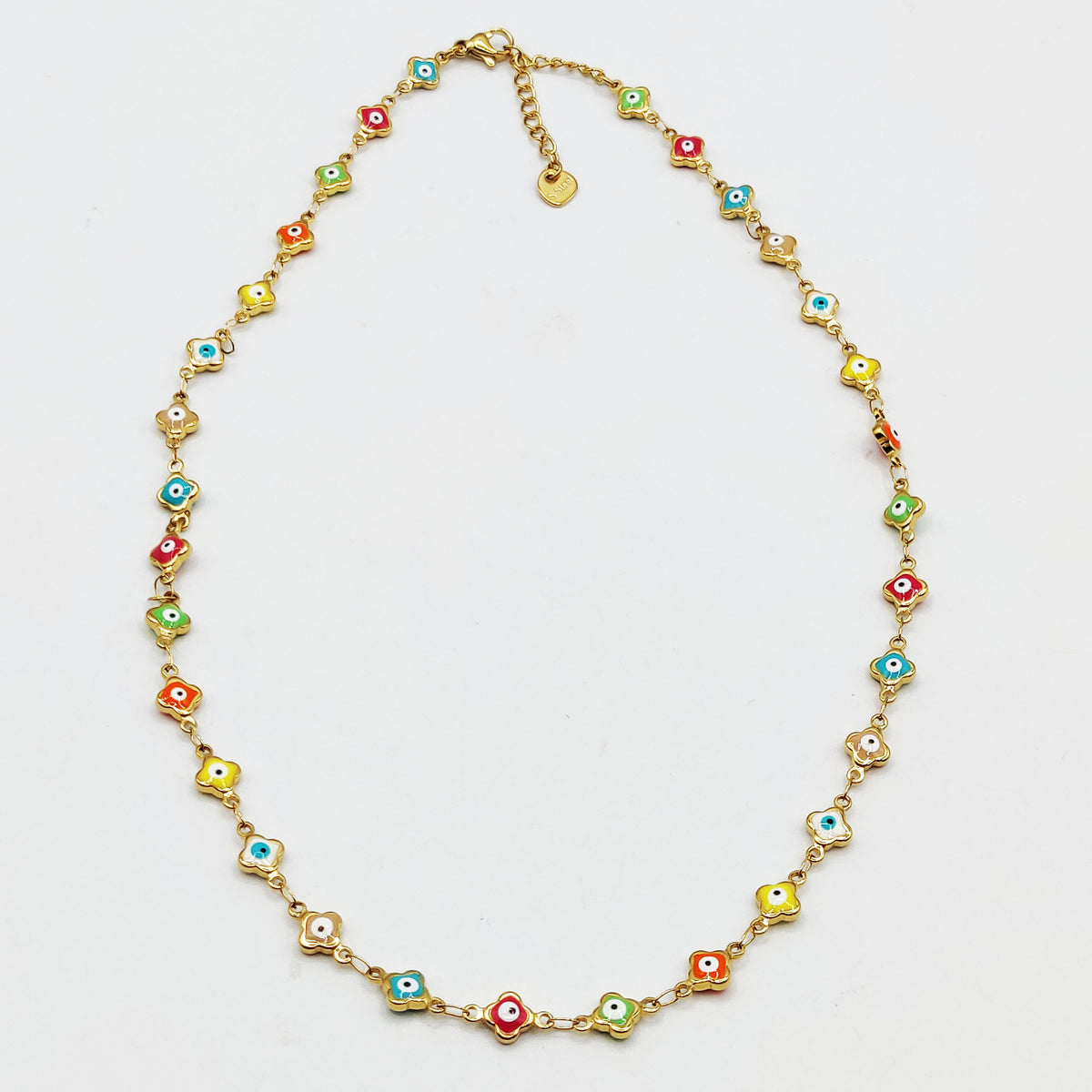 Collier Multi Trèfles Yeux Multicolores Luxe
