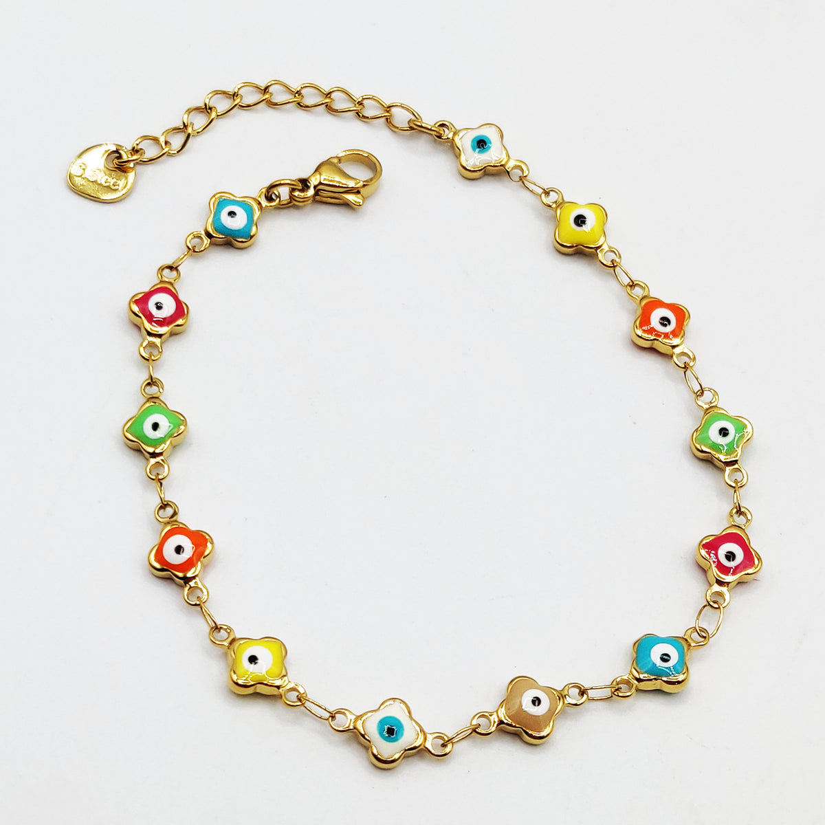 Bracelet Multi Trèfles Yeux Multicolores Luxe