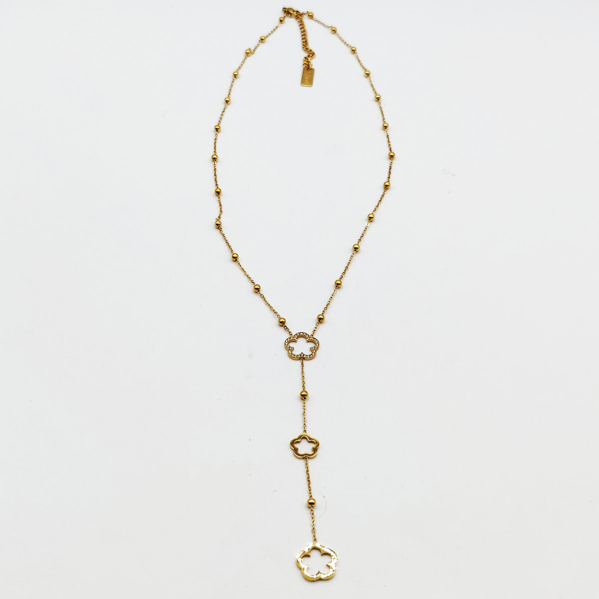 Collier Marguerites Creuses Cristaux Luxe Descendant