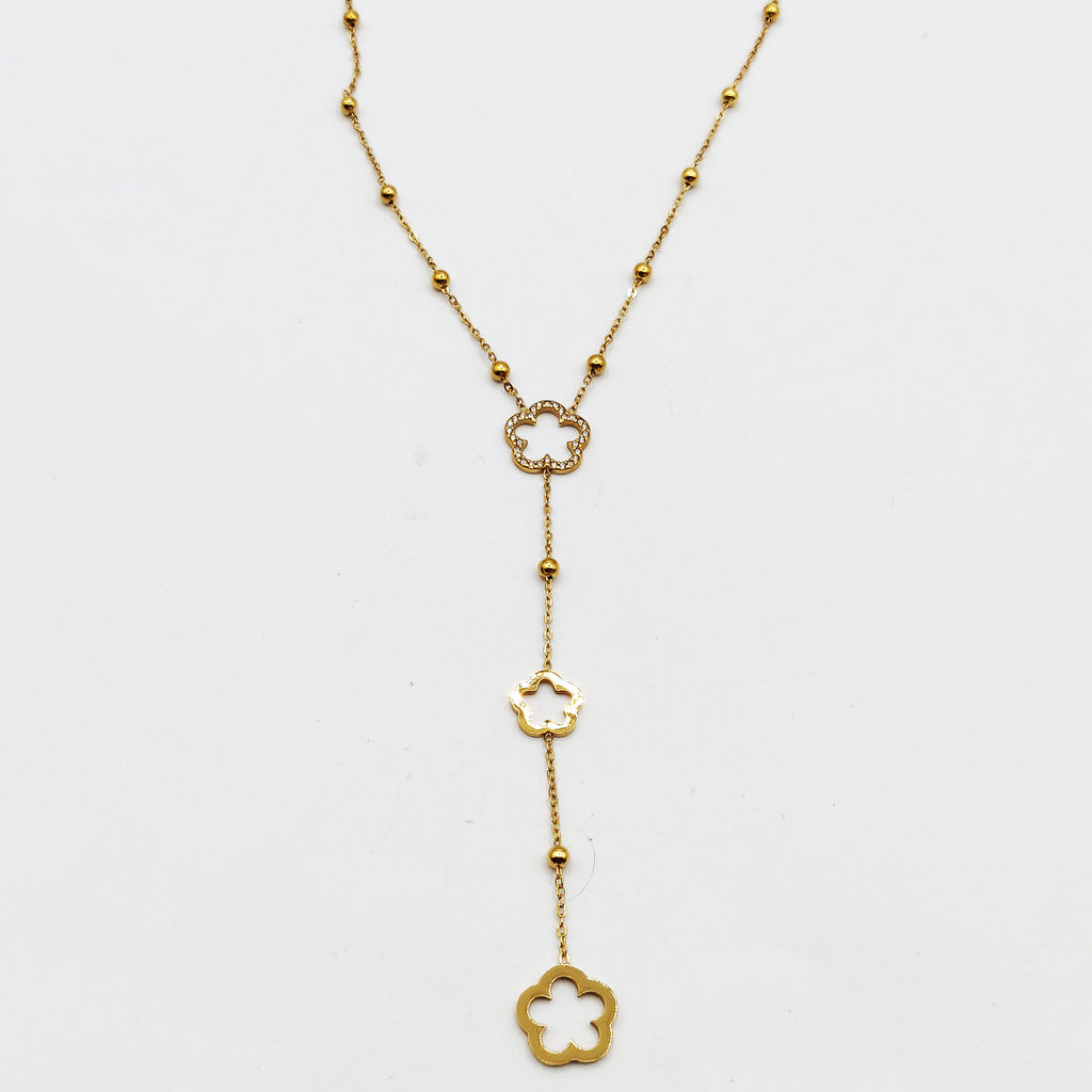 Collier Marguerites Creuses Cristaux Luxe Descendant