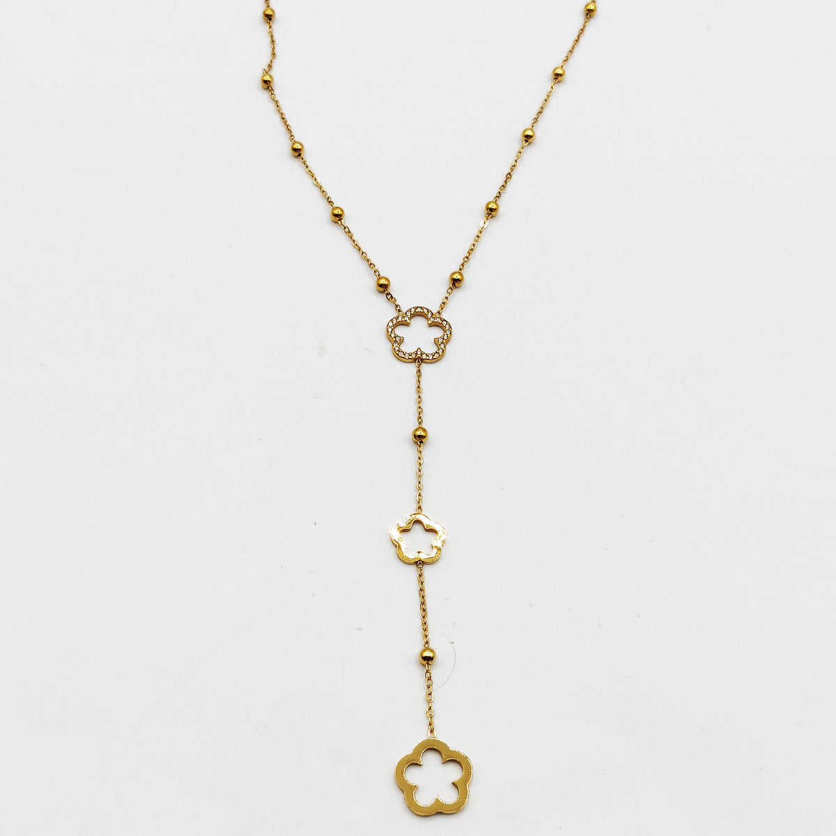 Collier Marguerites Creuses Cristaux Luxe Descendant