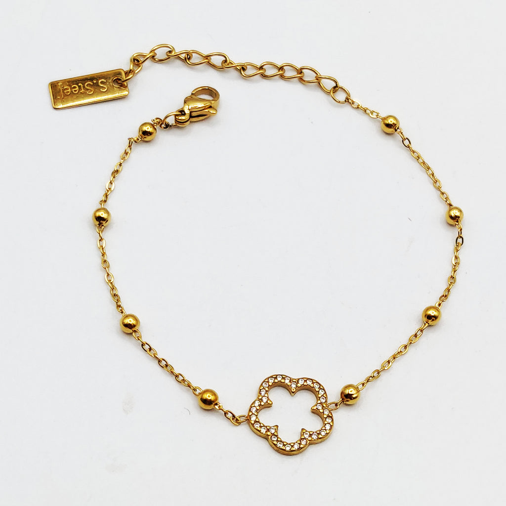 Bracelet Marguerites Creuses Cristaux Luxe